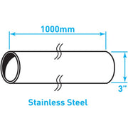 Exhaust Steel Tube Straight , Stainless Steel - 3