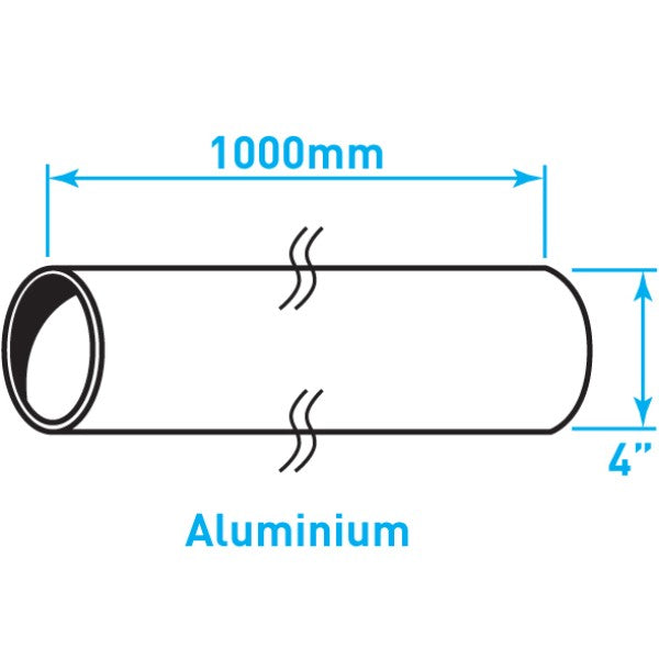 Exhaust Steel Tube Straight , Aluminized Steel - 4" x 1m