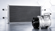 Truck air conditioning condenser and compressor for heavy vehicles