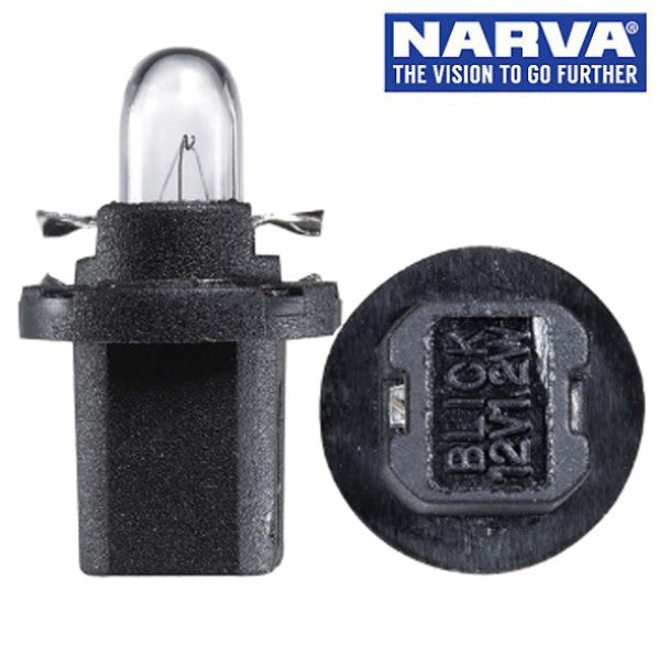 Narva 47762 - 12V 1.2W B8.5D (BAX 10D) Black Base Dash Panel Globes (Box of 10)