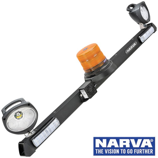 Narva Utility Bar with LED Strobe & ‘Mini Senator’ LED Work Lamps with Handles - 1.2m