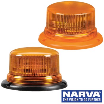 NARVA EUROTECH LOW PROFILE LED STROBE/ROTATING LIGHT WITH FLANGE BASE - AMBER