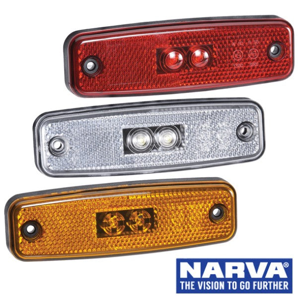 Narva Model 20 LED Marker Lamps with In-Built Retro Reflector - 124 x 39mm