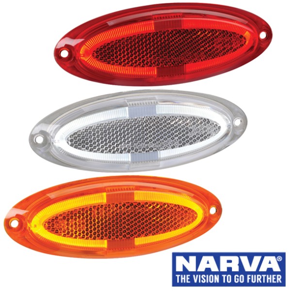 Narva Model 21 LED Marker Lamps with In-Built Retro Reflector - 124 x 45mm