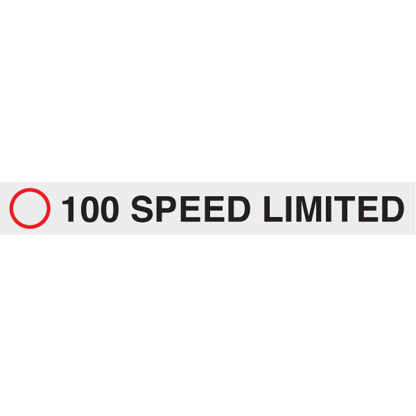 100 Speed Limited 680 x 80mm Class 2 Reflective Sign - Long Life Sticker