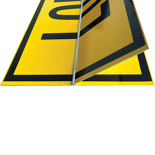 ROAD TRAIN / LONG VEHICLE Hinged 2 Piece 600 x 250mm Class 2 Reflective Sign - Aluminium Plate