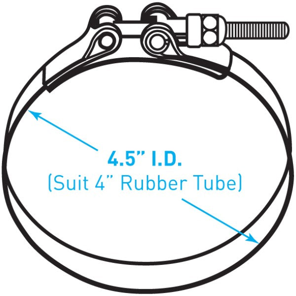 Exhaust T Bolt Clamp (Standard), Stainless Steel - Suits 4" Hose