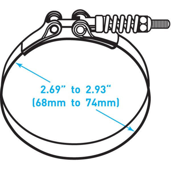 Exhaust T Bolt Clamp (Constant Torque), Stainless Steel - 2.69" to 2.93" Working Range