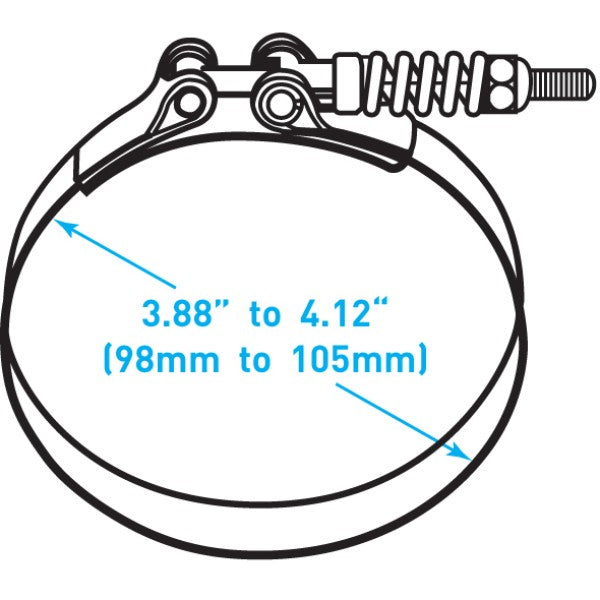 Exhaust T Bolt Clamp (Constant Torque), Stainless Steel - 3.88" to 4.12" Working Range