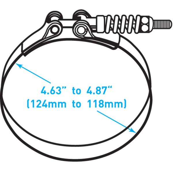 Exhaust T Bolt Clamp (Constant Torque), Stainless Steel - 4.63" to 4.87" Working Range