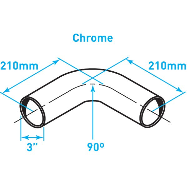 Exhaust Elbow 90º Bend, Chrome - 3"