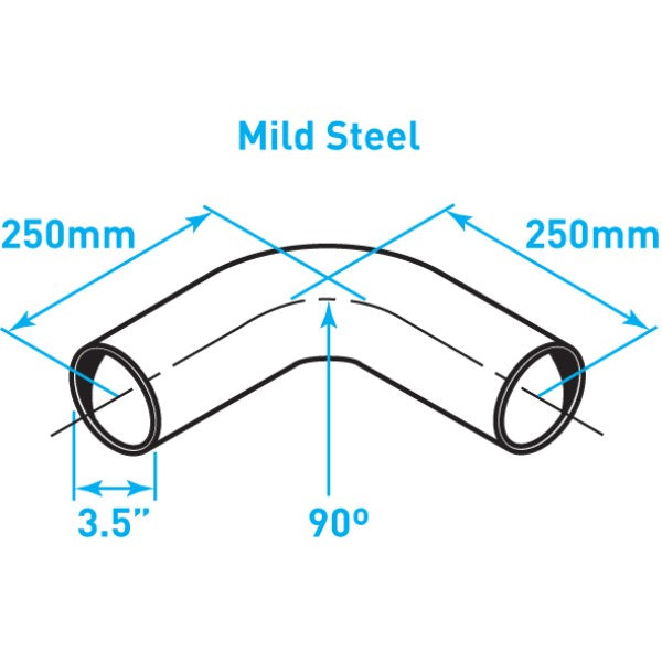 Exhaust Elbow 90º Bend, Mild Steel - 3.5"