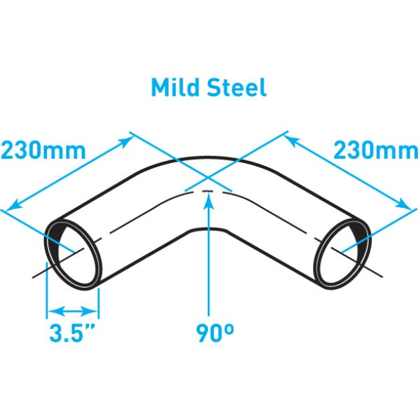 Exhaust Elbow 90º Bend (Short Radius), Mild Steel - 3.5"