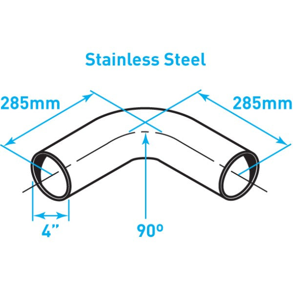 Exhaust Elbow 90º Bend, Stainless Steel - 4"