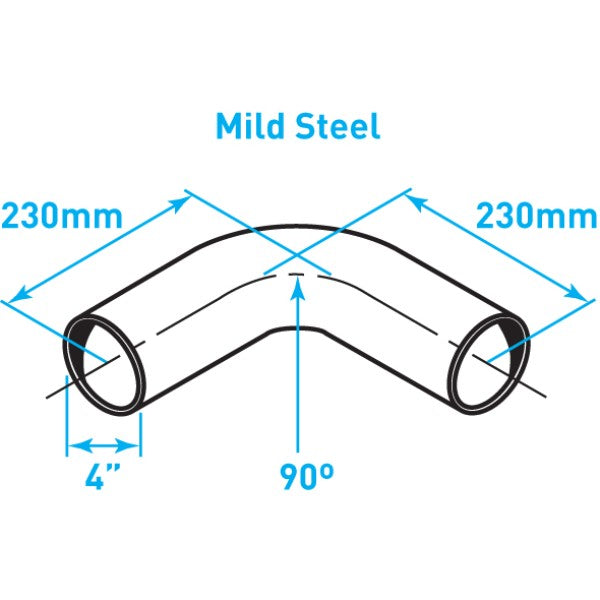 Exhaust Elbow 90º Bend (Short Radius), Mild Steel - 4"