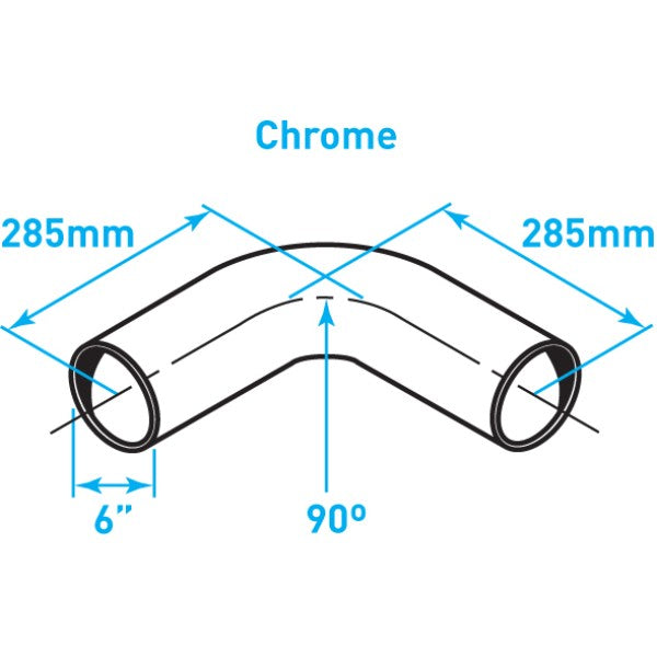 Exhaust Elbow 90º Bend, Chrome - 6"