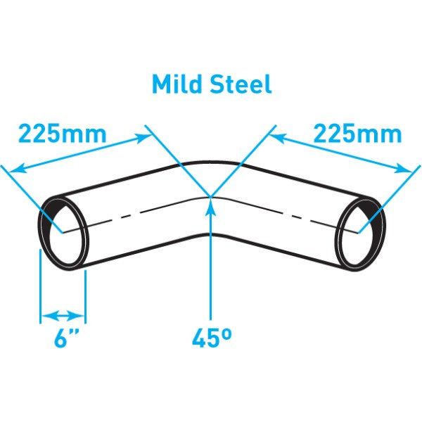 Exhaust Elbow 45º Bend, Mild Steel - 6"