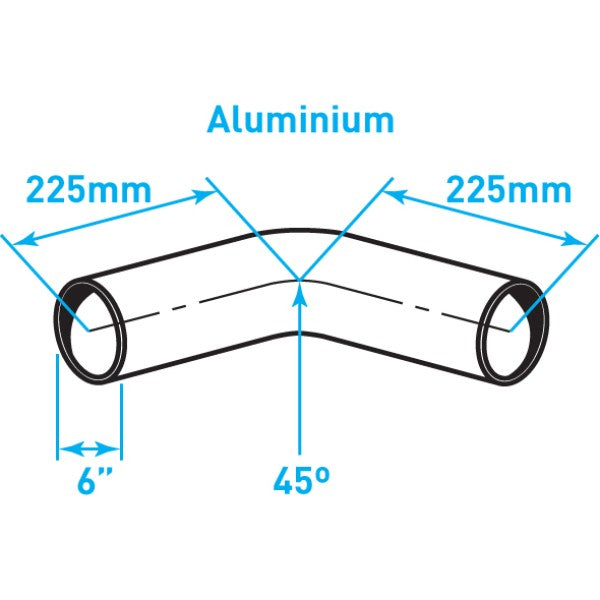 Exhaust Elbow 45º Bend, Aluminized Steel - 6"