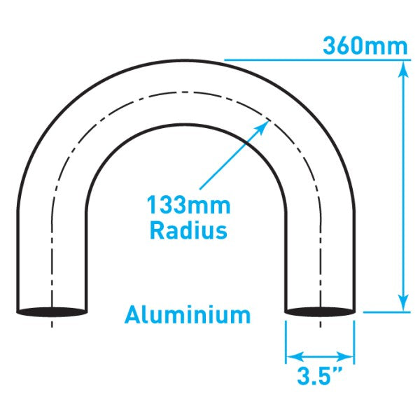 Exhaust Elbow 180º U Bend, Aluminized Steel - 3.5"