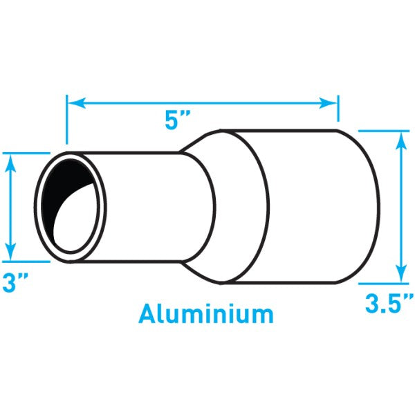 Truck Exhaust Expanded Adaptor, Aluminized Steel - 3" / 3.5" Outside Diameter