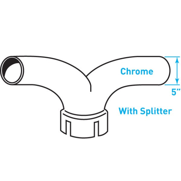 Truck Exhaust Y Junction (With Splitter), Chrome - 5" Diameter