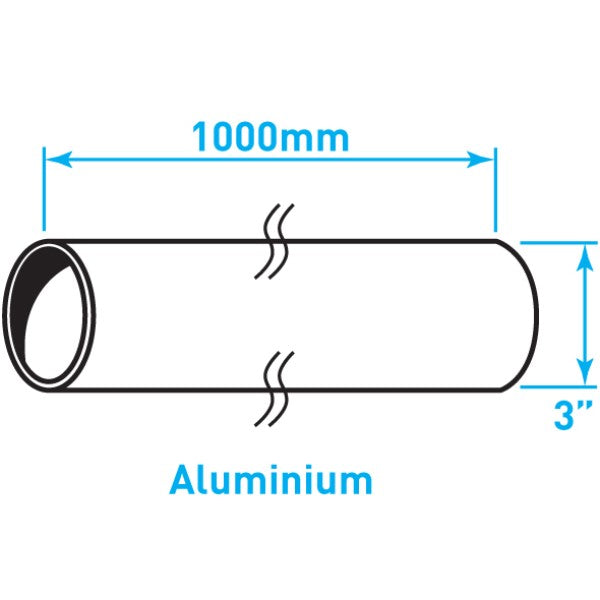 Exhaust Steel Tube Straight , Aluminized Steel - 3" x 1m