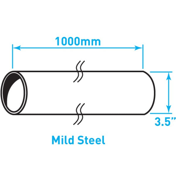 Exhaust Steel Tube Straight , Mild Steel - 3.5" x 1m