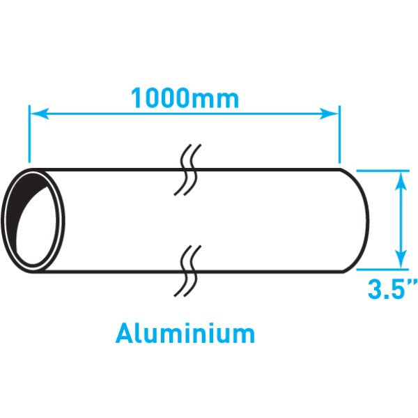 Exhaust Steel Tube Straight , Aluminized Steel - 3.5" x 1m