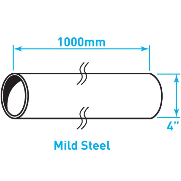 Exhaust Steel Tube Straight , Mild Steel - 4" x 1m