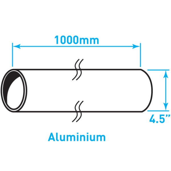 Exhaust Steel Tube Straight , Aluminized Steel - 4.5" x 1m