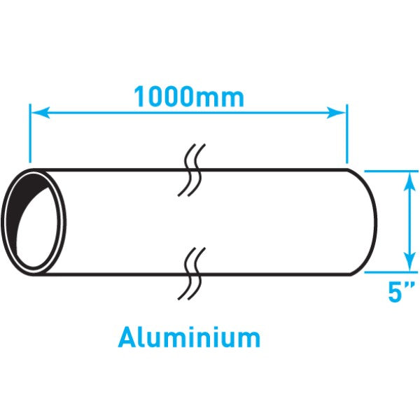 Exhaust Steel Tube Straight , Aluminized Steel - 5" x 1m