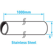 Exhaust Steel Tube Straight , Stainless Steel - 5