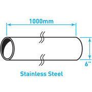 Exhaust Steel Tube Straight , Stainless Steel - 6