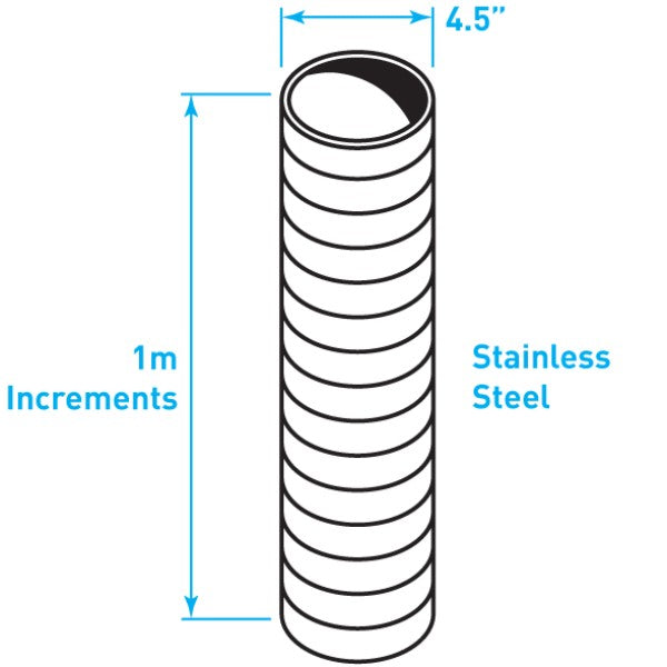 Truck Exhaust Flexible Tube, Stainless Steel - 4.5" x 1 metre