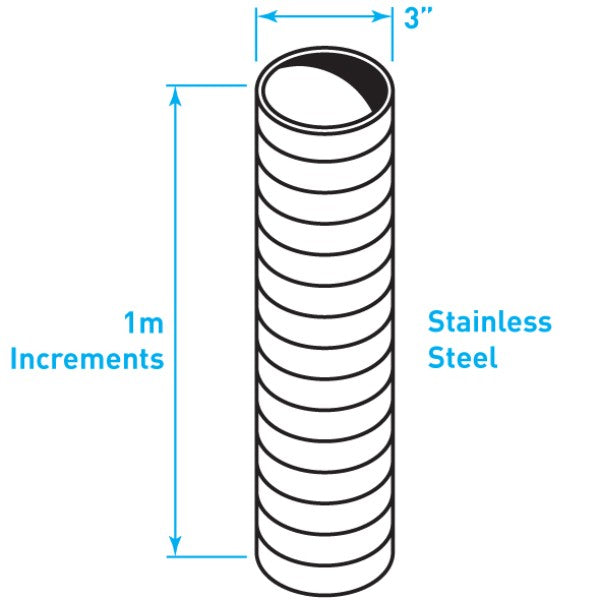 Truck Exhaust Flexible Tube, Stainless Steel - 3" x 1 metre