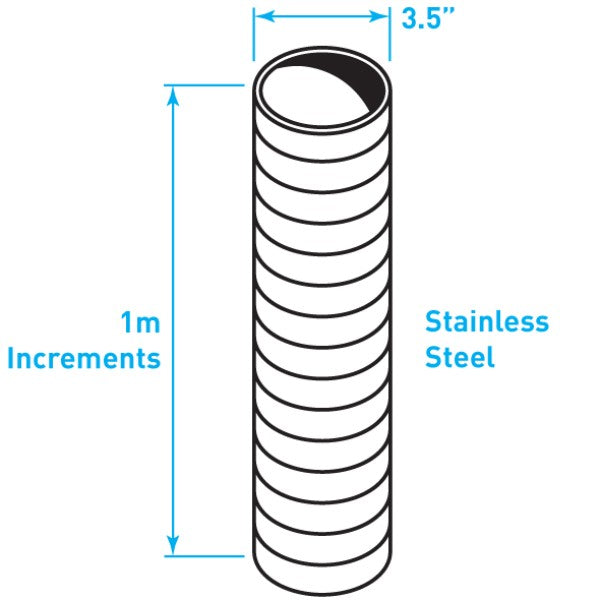 Truck Exhaust Flexible Tube, Stainless Steel - 3.5" x 1 metre