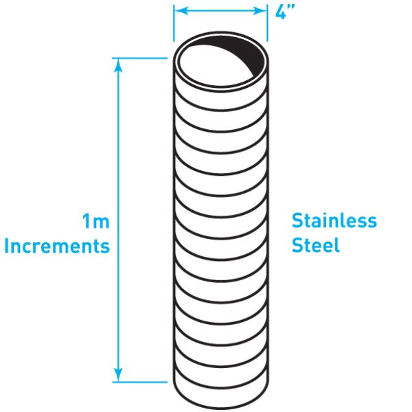 Truck Exhaust Flexible Tube, Stainless Steel - 4" x 1 metre