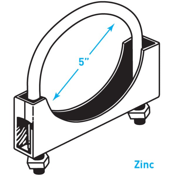 Exhaust Round Band Clamp, Zinc - 5"