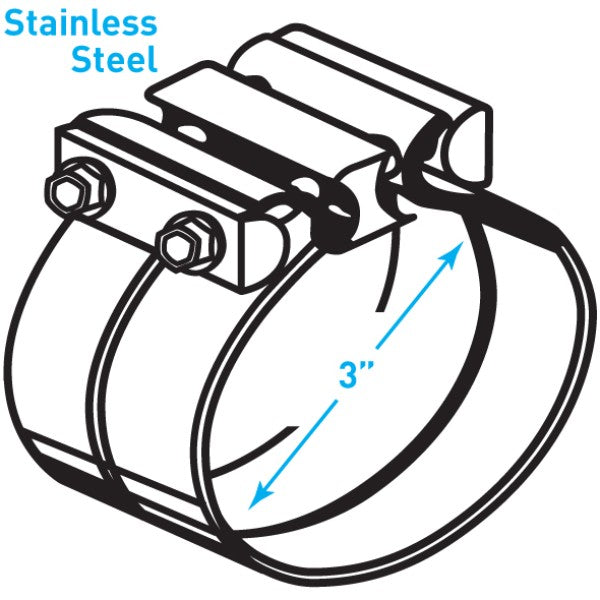 Exhaust Torctite Lap Clamp, Stainless Steel - 3"