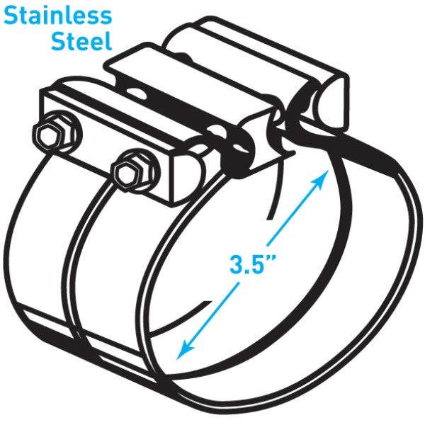 Exhaust Torctite Lap Clamp, Stainless Steel - 3.5"