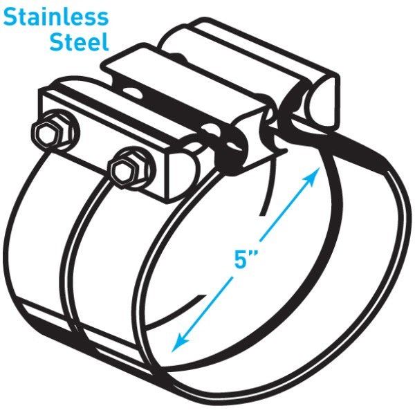 Exhaust Torctite Lap Clamp, Stainless Steel - 5"