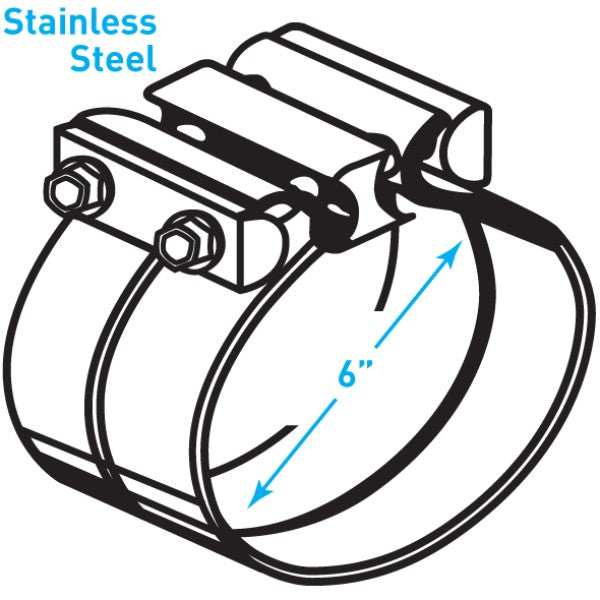 Exhaust Torctite Lap Clamp, Stainless Steel - 6"