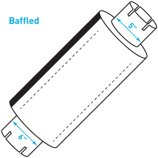 Truck Muffler, Heavy Duty - 5" Inlet / 6" Outlet / 10" x 44" Body