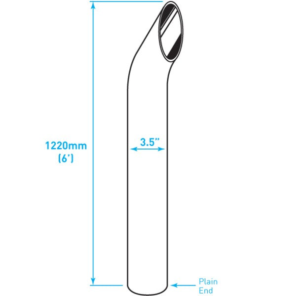 Exhaust Chrome Stack / Curved / Plain End / 3.5" x 48"