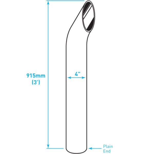 Exhaust Chrome Stack / Curved / Plain End / 4" x 36"