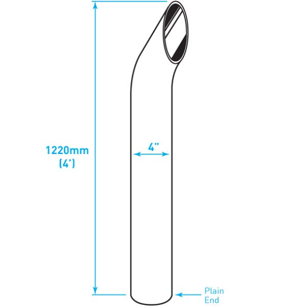 Exhaust Chrome Stack / Curved / Plain End / 4" x 48"