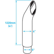 Exhaust Chrome Stack Reducing / Curved / Plain End / 6