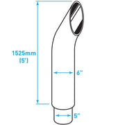 Exhaust Chrome Stack Reducing / Curved / Plain End / 6