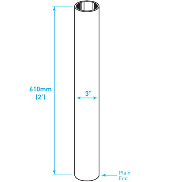 Exhaust Chrome Stack / Straight / Plain End / 3" x 24"