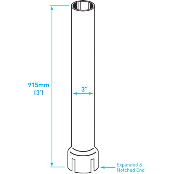 Exhaust Chrome Stack / Straight / Expanded Notched End / 3" x 36"